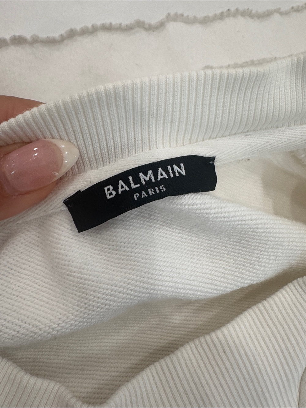 Balmain White Crewneck Sweatshirt with Black Logo - Picture 3 of 8